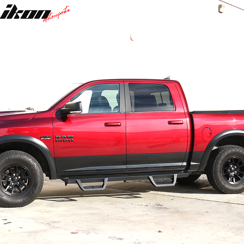 2009-2023 Dodge Ram 2500 3500 IKON V2 Black Running Boards Solid Steel