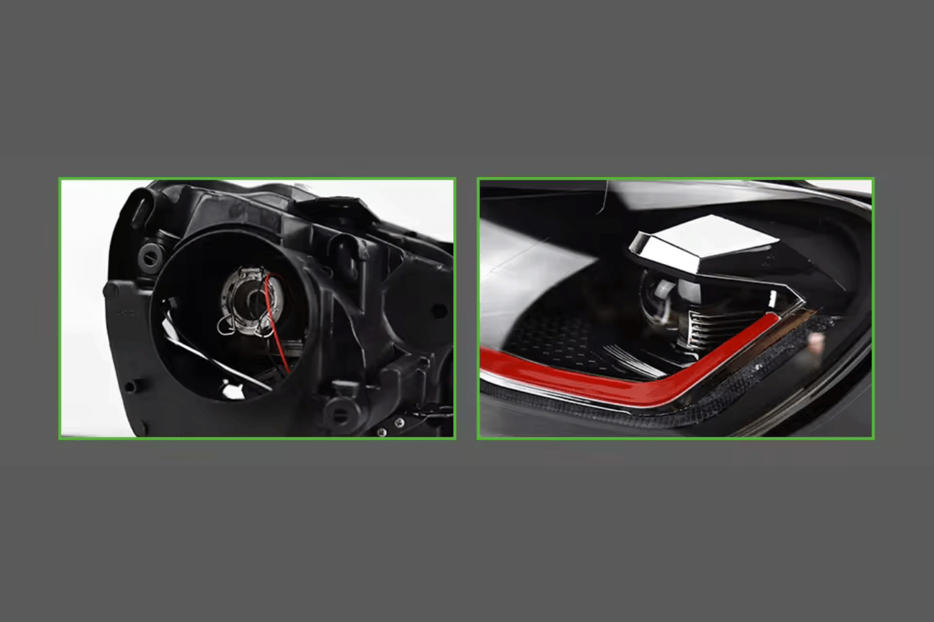 Volkswagen Golf MK6 Red, Silver, and Black Projector with Dynamic Signal LED Headlights (2009 - 2013)
