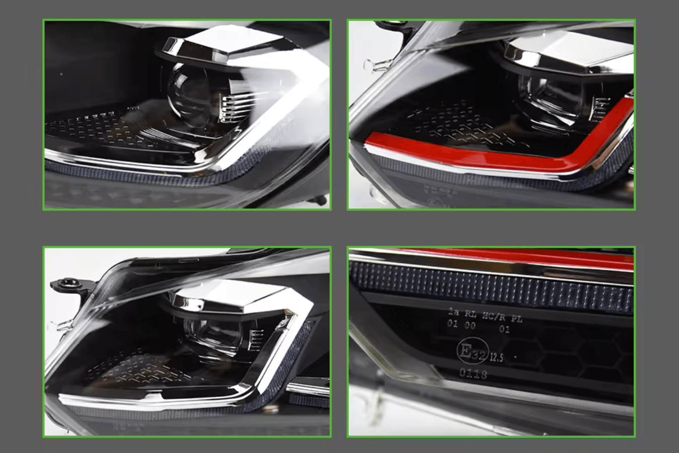 Volkswagen Golf MK6 Red, Silver, and Black Projector with Dynamic Signal LED Headlights (2009 - 2013)