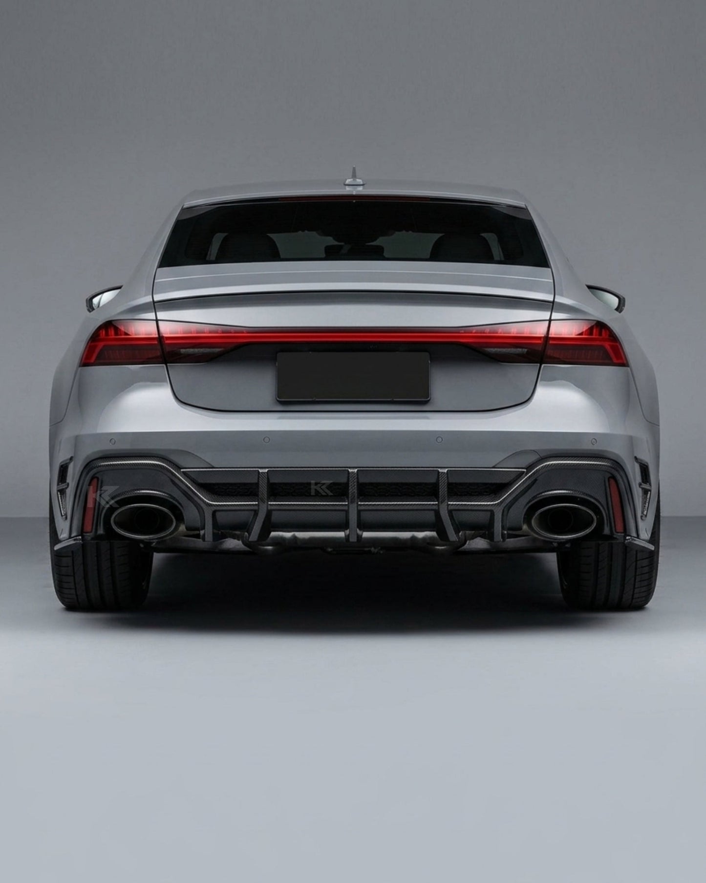 2020–2021 Audi RS7 C8 Sportback Finned Rear Bumper Lip – Dry Carbon Fiber