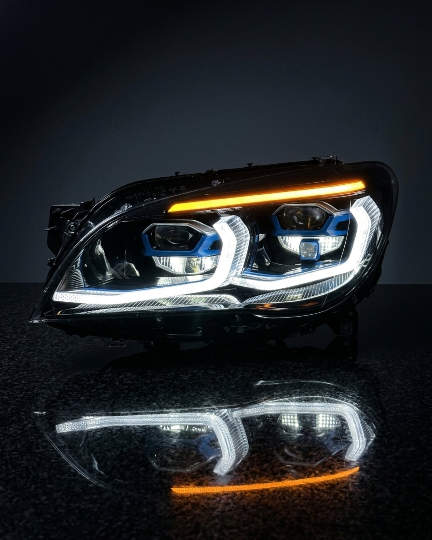 BMW 7 Series F02 G12 Style LED Headlight Assembly with Dual-Color DRL (Yellow / White) 2013 - 2015 (Replaces 63117228423)