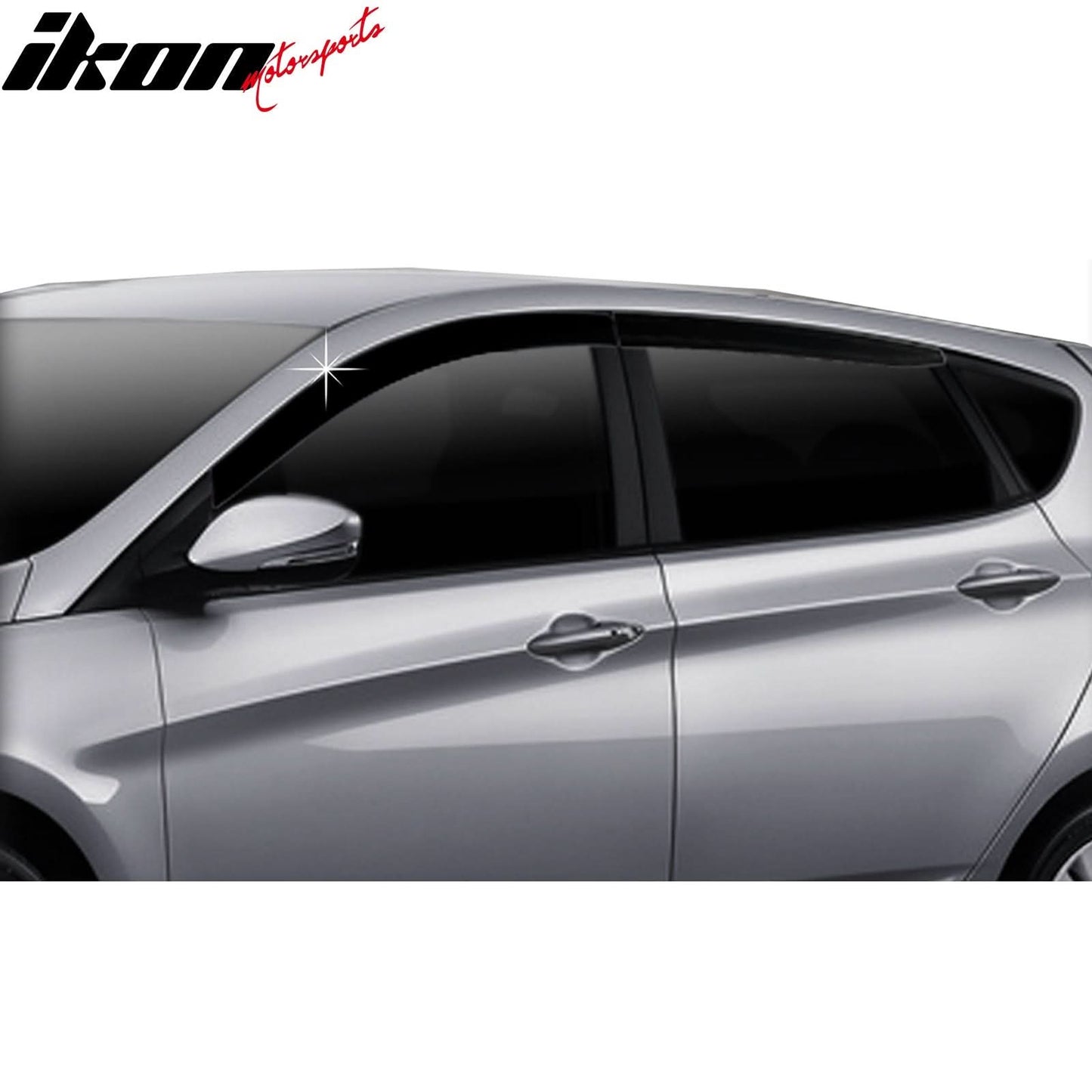 2012-2017 Hyundai Accent 5Dr Dark Smoke ABS Window Visors Tape On 4PCS