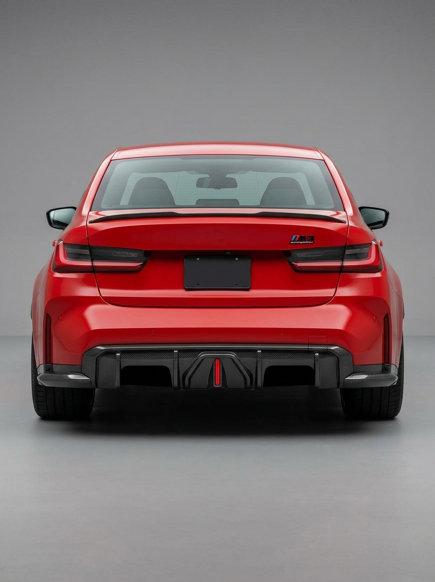 BMW 3 Series G80 M3 G82 G83 M4 Carbon Fiber Rear Diffuser with LED Lights (2019 - 2024)
