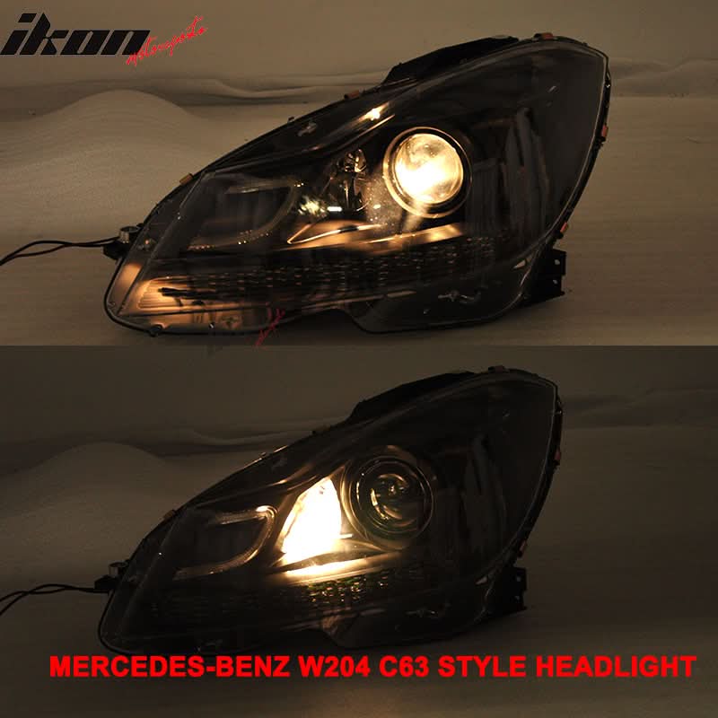 Fits 08-11 Mercedes W204 C-Class C63 Hood + Projector Headlight CF