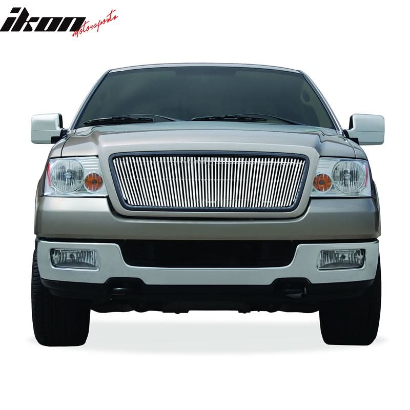 2004-2008 Ford F150 Vertical Overlay Style Polished Silver Front Grile
