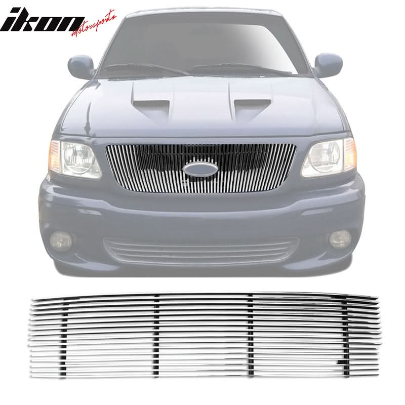 1997-1998 Ford F150 Vertical Overlay Style Polished Silver Front Grile
