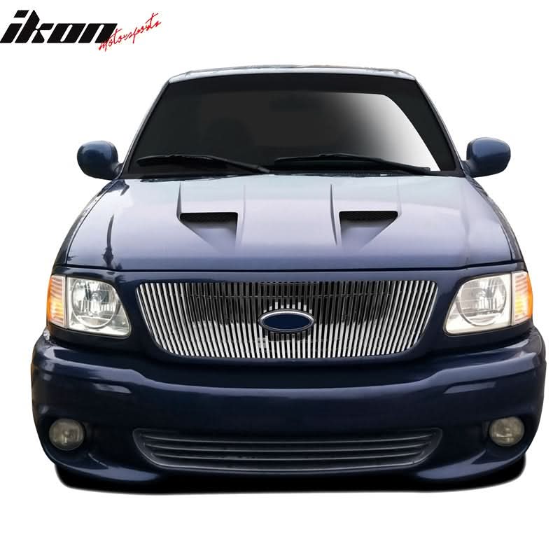 1997-1998 Ford F150 Vertical Overlay Style Polished Silver Front Grile