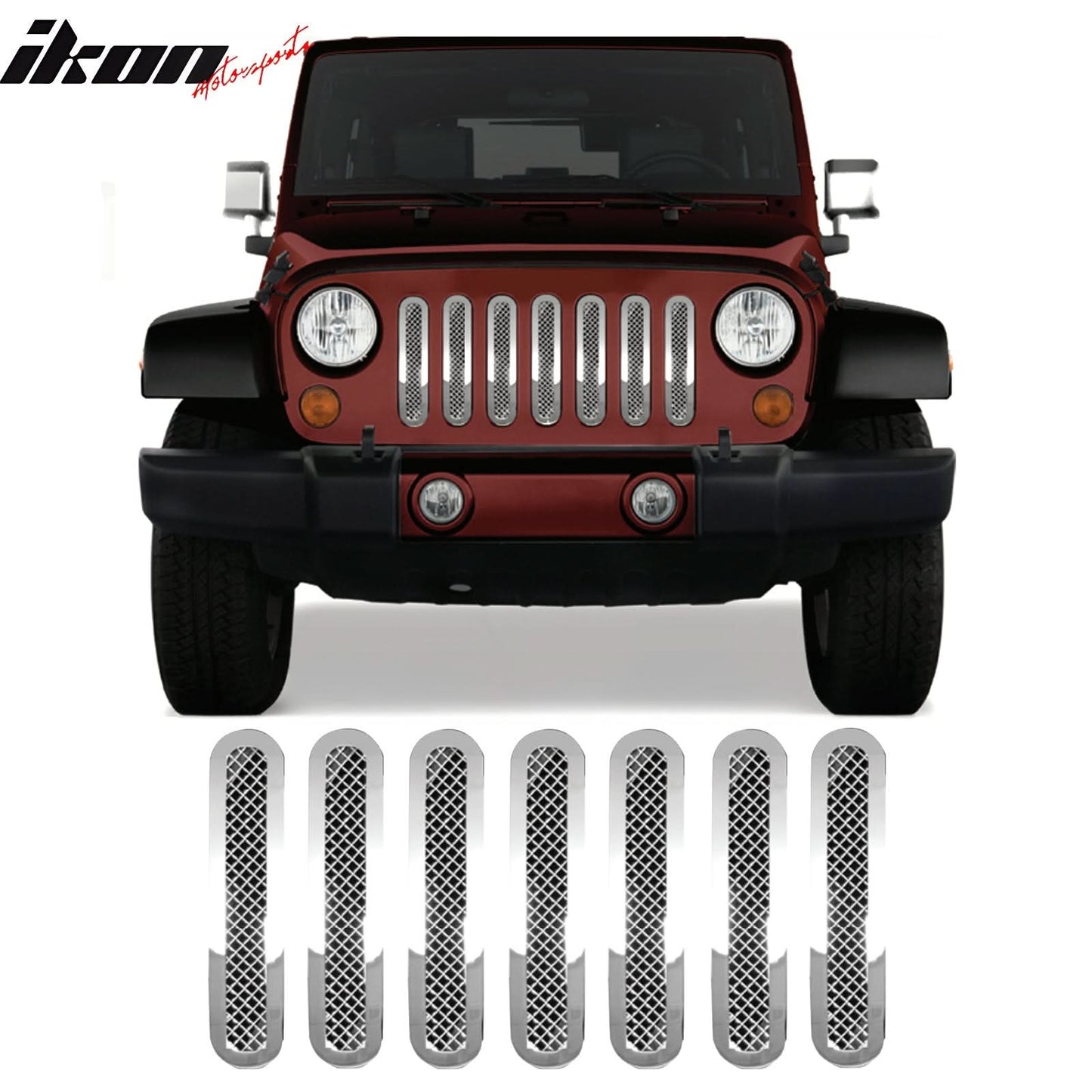 2007-2013 Jeep Wrangler Bumper Upper Mesh Grill Insert Stainless Steel