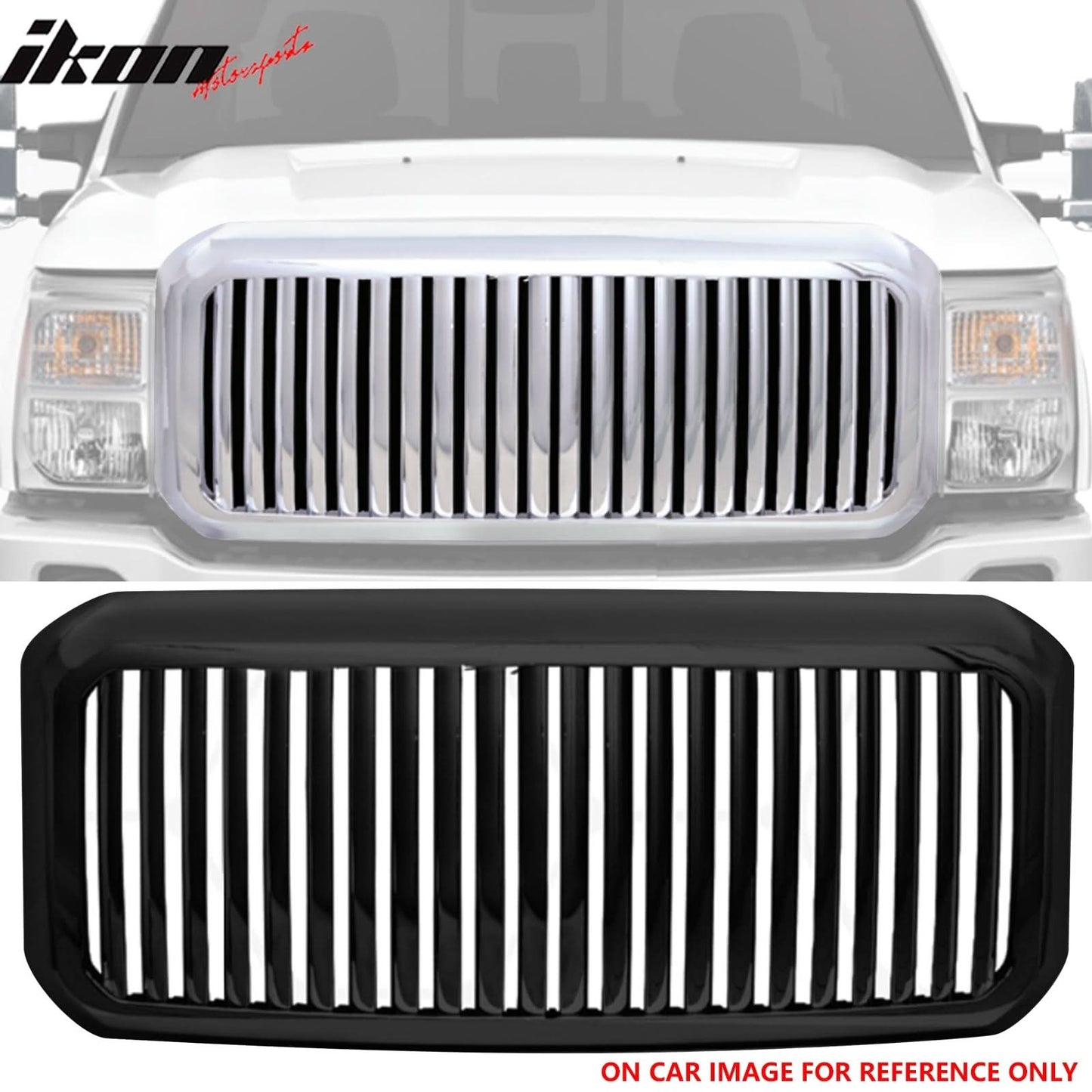 2011-2015 Ford F-250 F-350 Vertical Style Black Front Upper Grille ABS