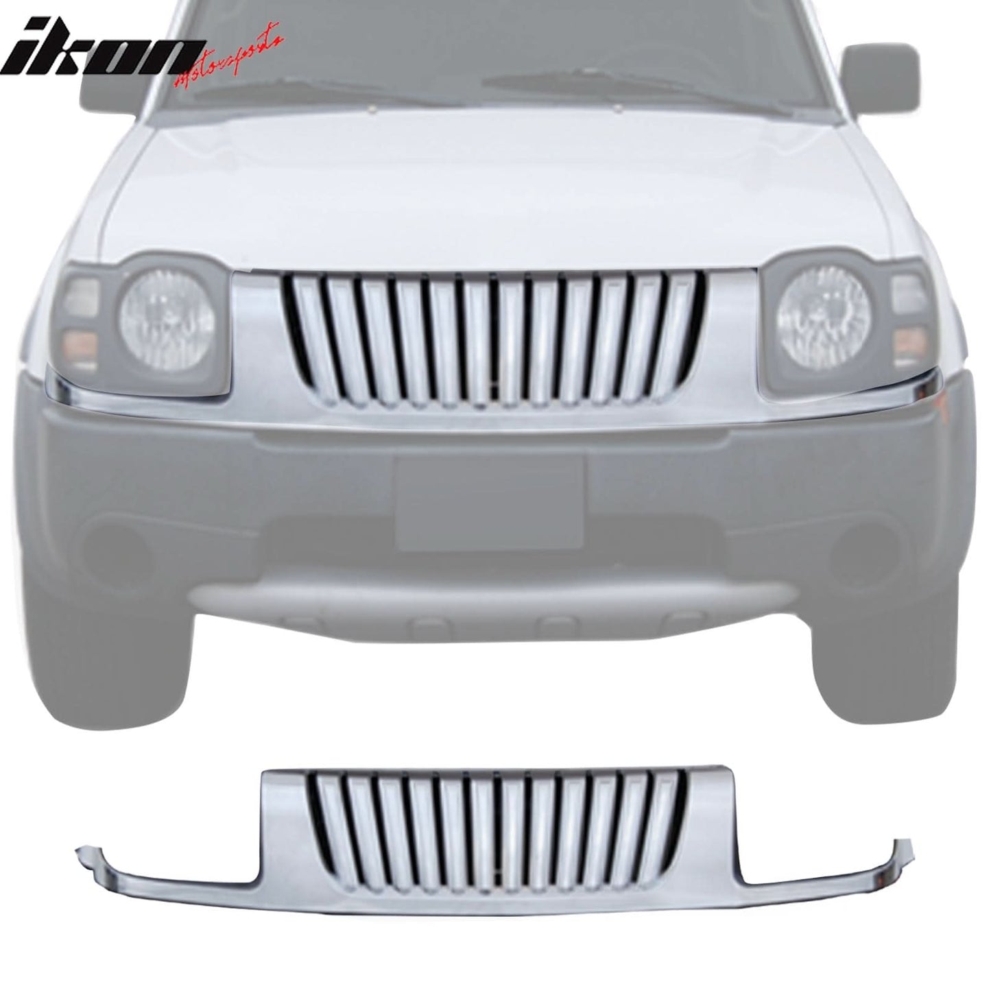 2002-2004 Nissan Xterra Vertical Style Chrome Front Upper Grille ABS