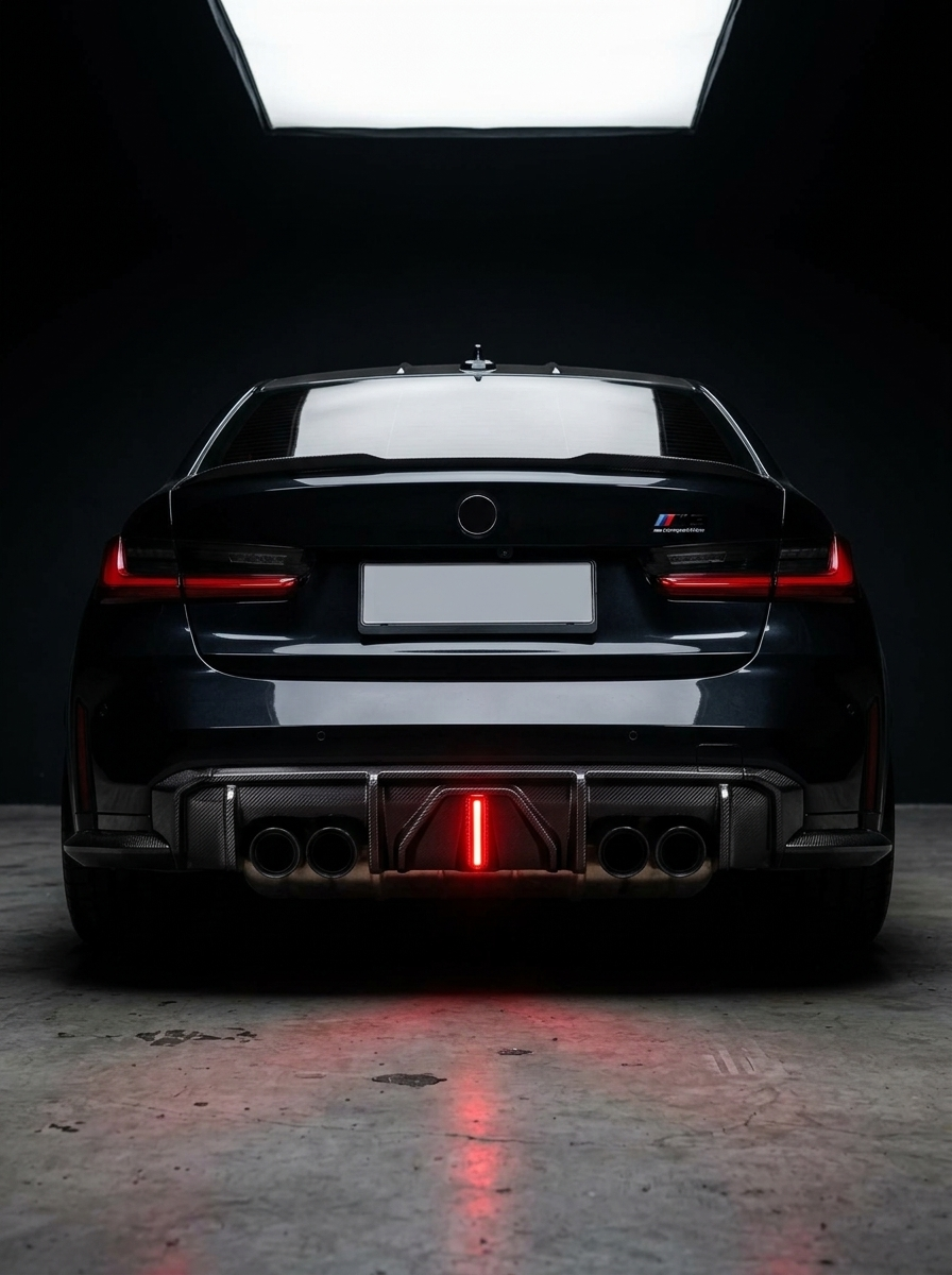 BMW 3 Series G80 M3 G82 G83 M4 Carbon Fiber Rear Diffuser with LED Lights (2019 - 2024)
