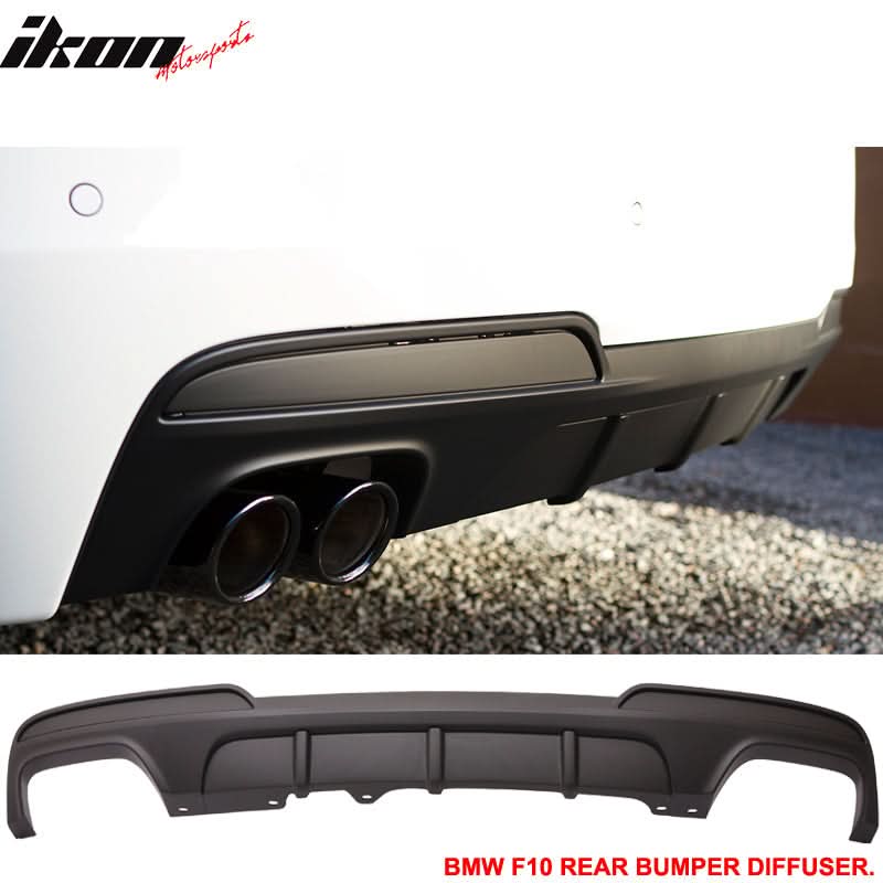 2011-2016 BMW F10 MP Black Rear Bumper Lip Diffuser Quad Twin Exhaust