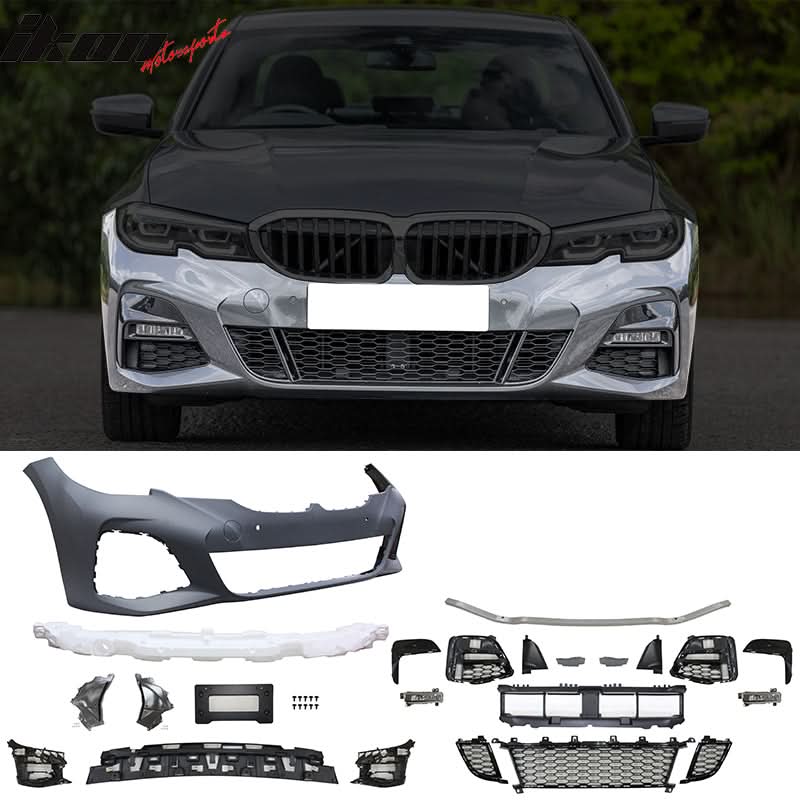 2019-2022 BMW G20 Sedan M-Tech Black Front Rear Bumper Side Skirts