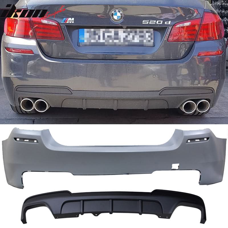 2011-2016 BMW F10 M-P Style Twin Muffler Dual Outlet Rear Bumper PP