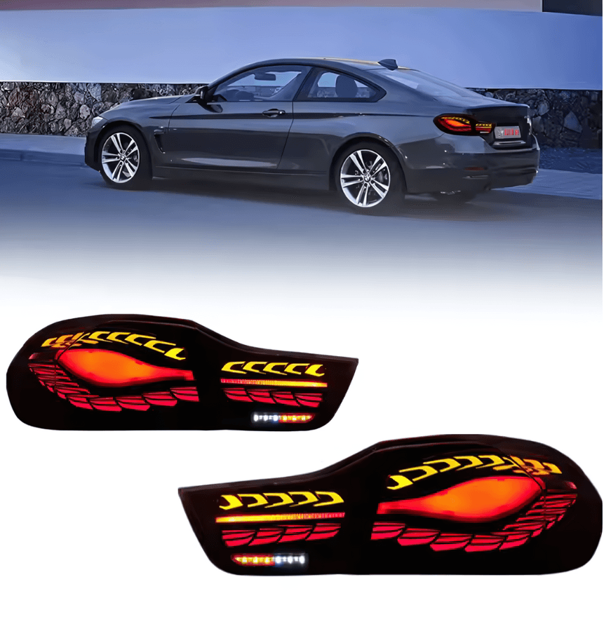 BMW F32 F36 F82 F33 F83 4 Series - Double Dragon Scale Black LED Tail lights (2013 - 2018)