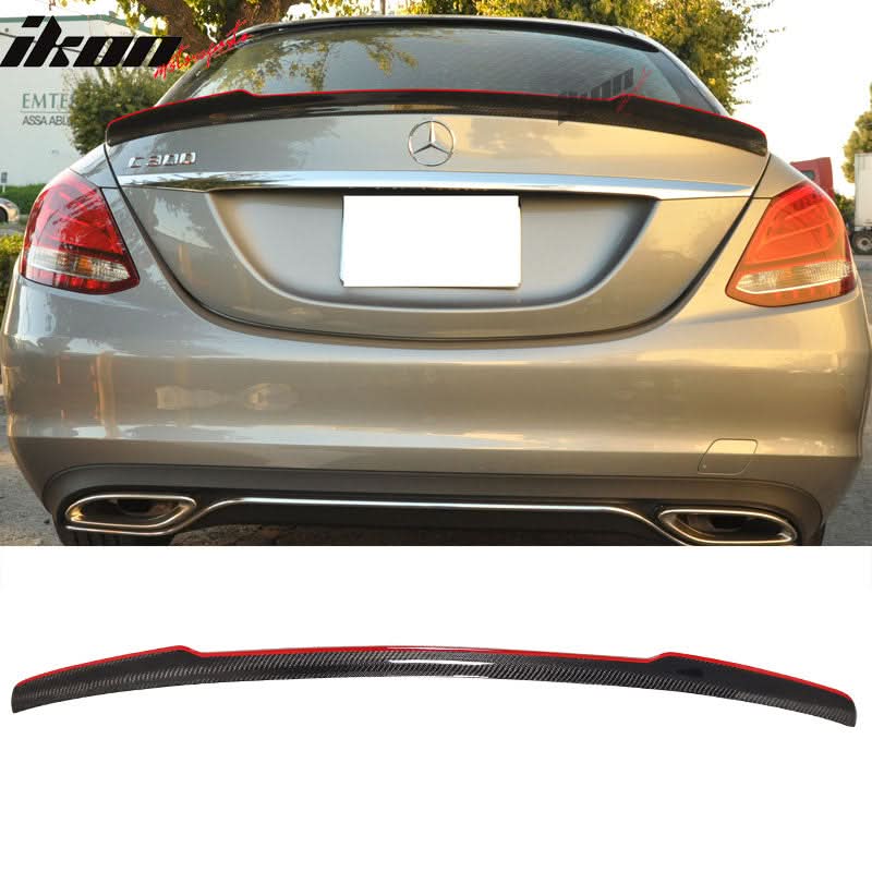 2015-2021 Benz W205 C Class Sedan Carbon Fiber Red Line Trunk Spoiler
