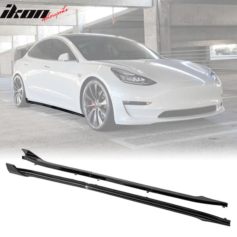2017-2023 Tesla Model 3 Side Skirts Extension V Style Gloss Black 6PC