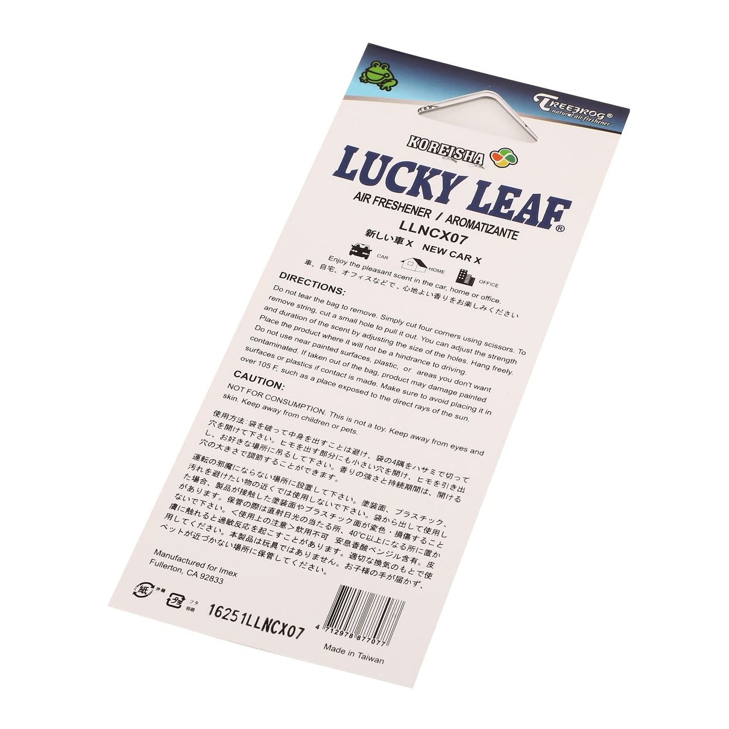 Tree Frog Lucky Leaf Koreisha New Car Air Freshener 72mm x 78mm