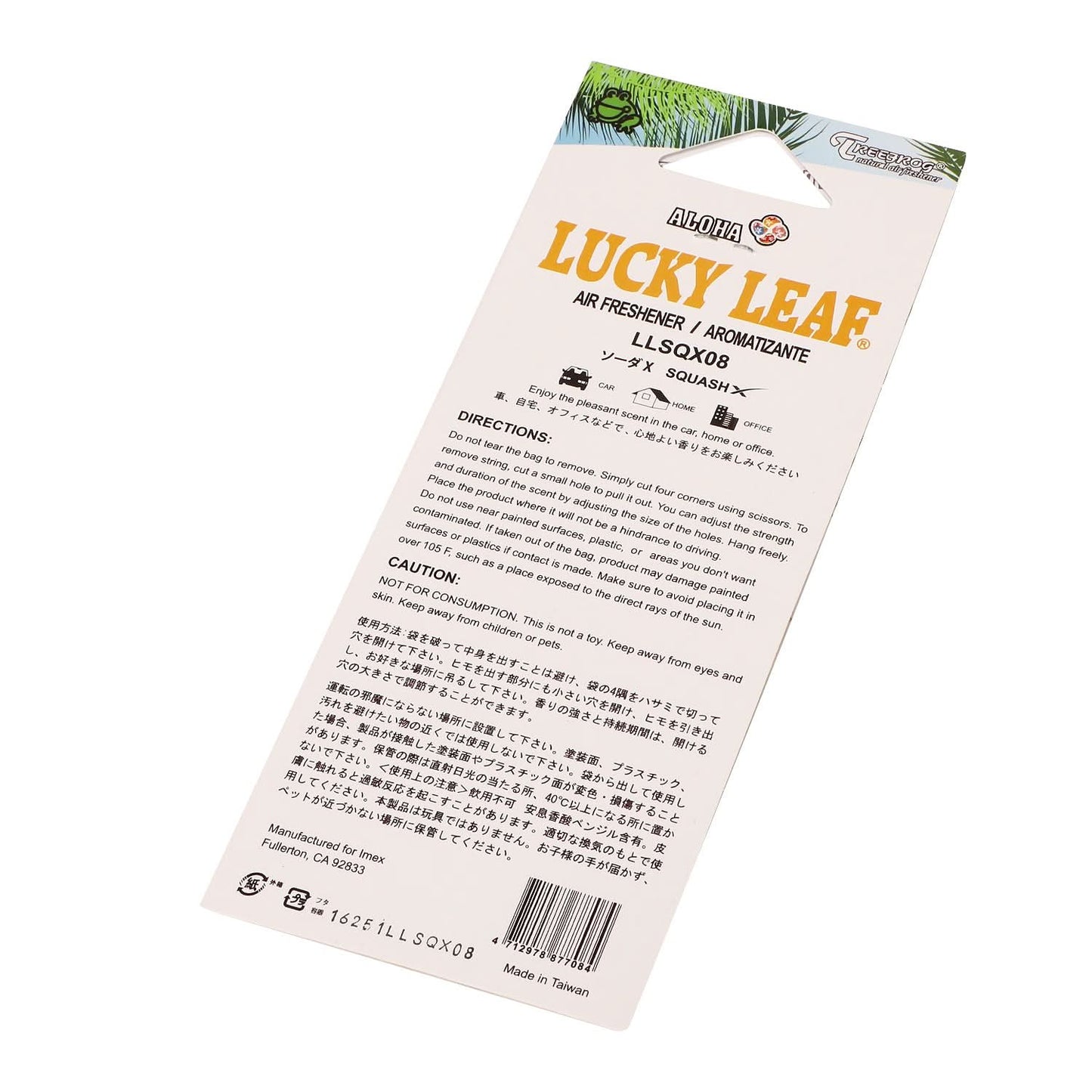 Tree Frog Lucky Leaf Aloha Air Freshener - 72mm x 78mm Squash