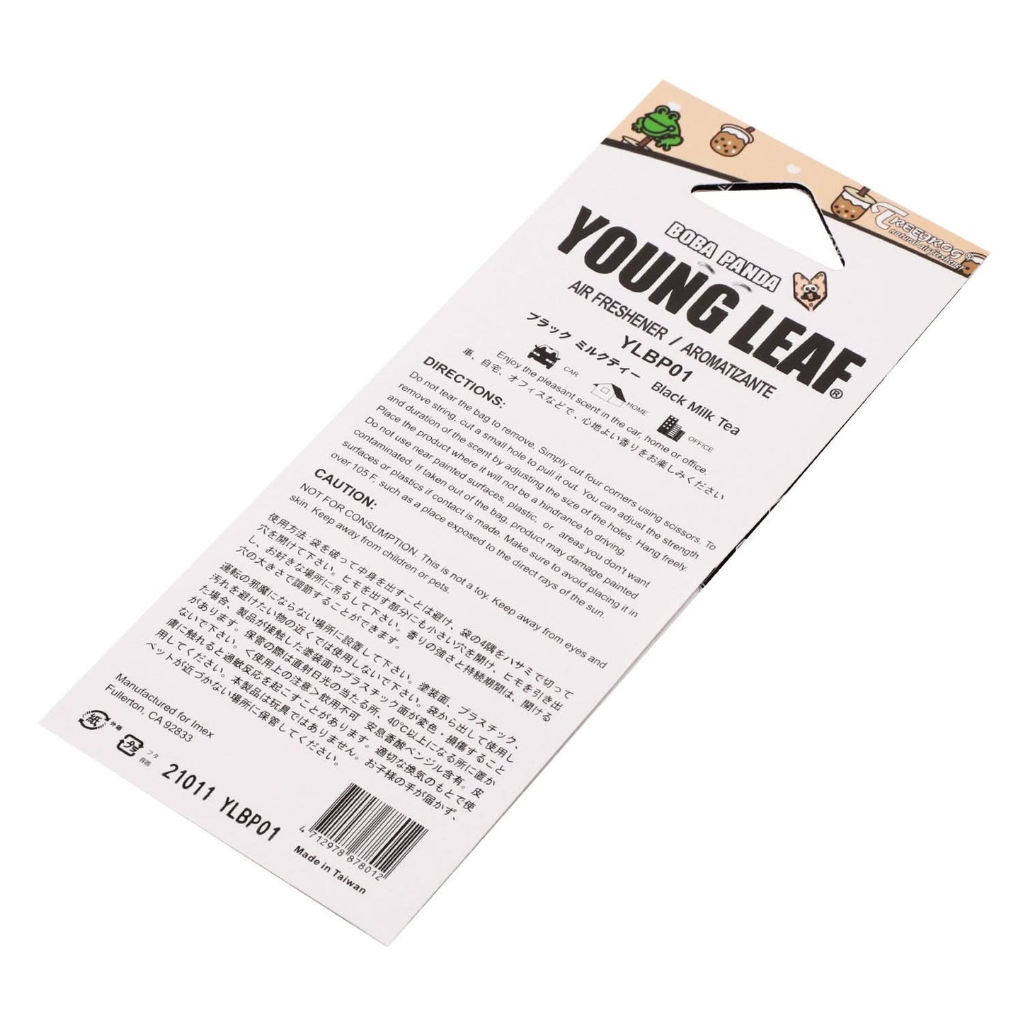 Young Leaf Boba Panda Milk Tea Paper Hanging Air Freshener