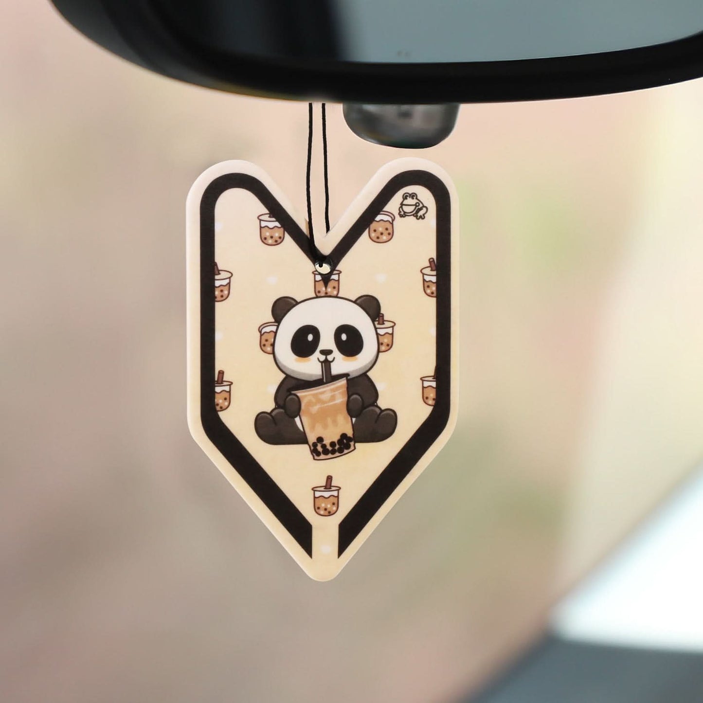 Young Leaf Boba Panda Milk Tea Paper Hanging Air Freshener