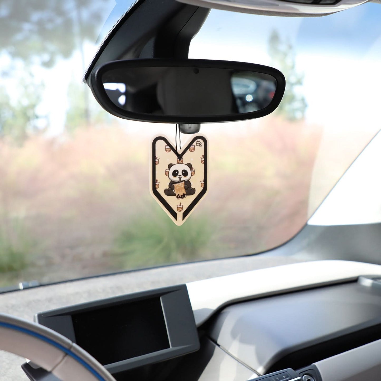 Young Leaf Boba Panda Milk Tea Paper Hanging Air Freshener
