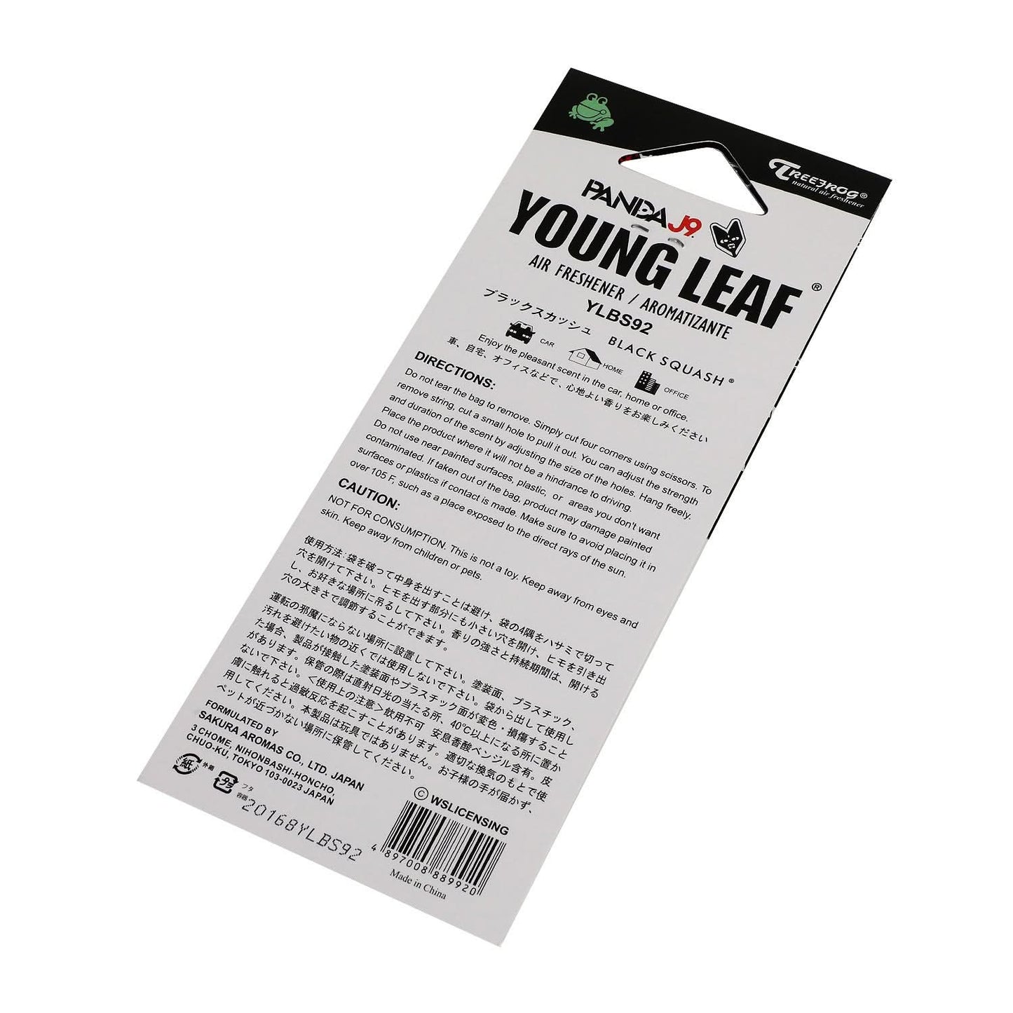 Black Squash Panda J9 Paper Hanging Air Freshener