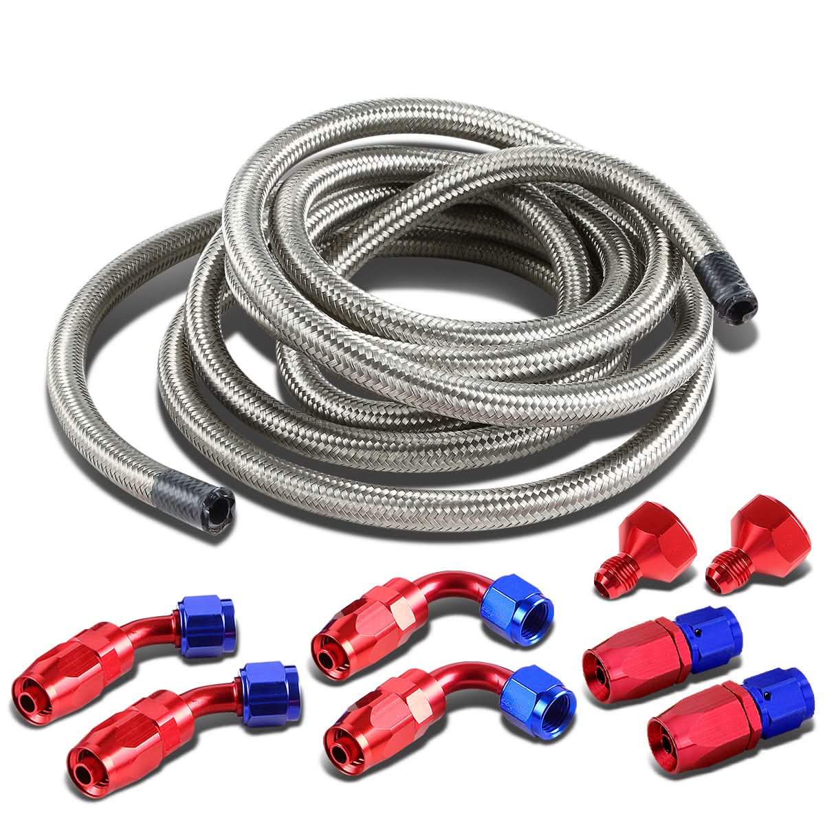 Universal Fuel Tank Fittings + Braided Feed Return Line 10AN to AN6 Stainless Steel