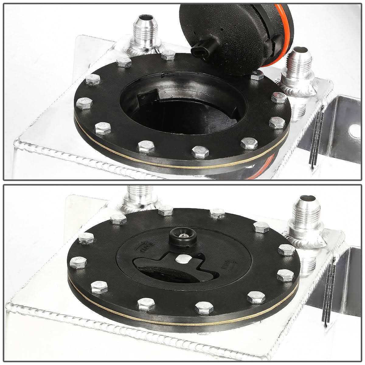 1 Gallon Aluminum Fuel Cell Gas Tank - Polished Bottom Feed