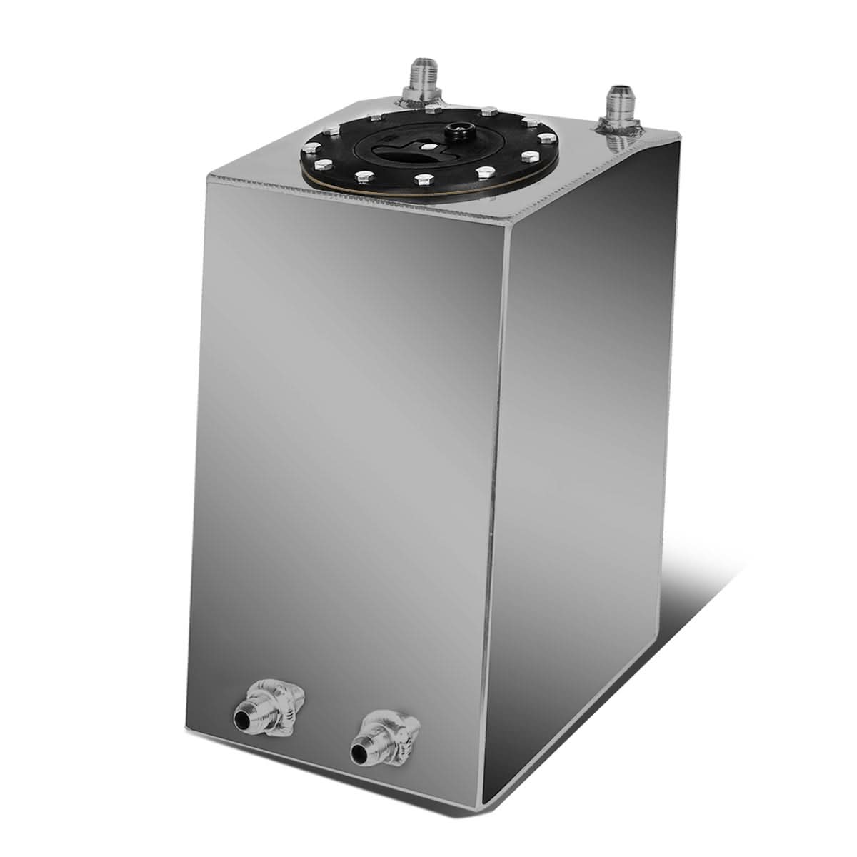3 Gallon Aluminum Fuel Cell Gas Tank - Black Cap Polished Bottom Feed