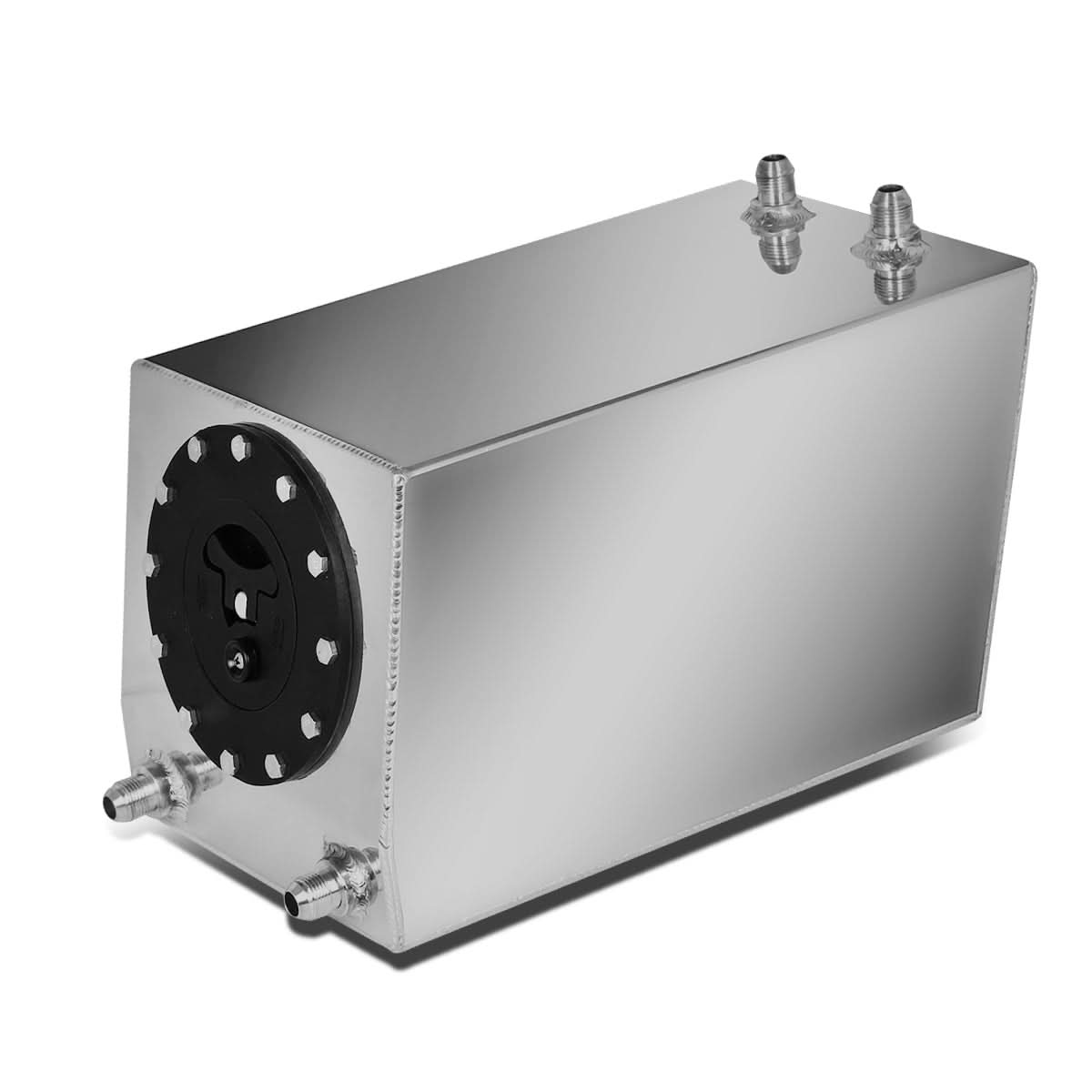 3 Gallon Aluminum Fuel Cell Gas Tank - Black Cap Polished Bottom Feed