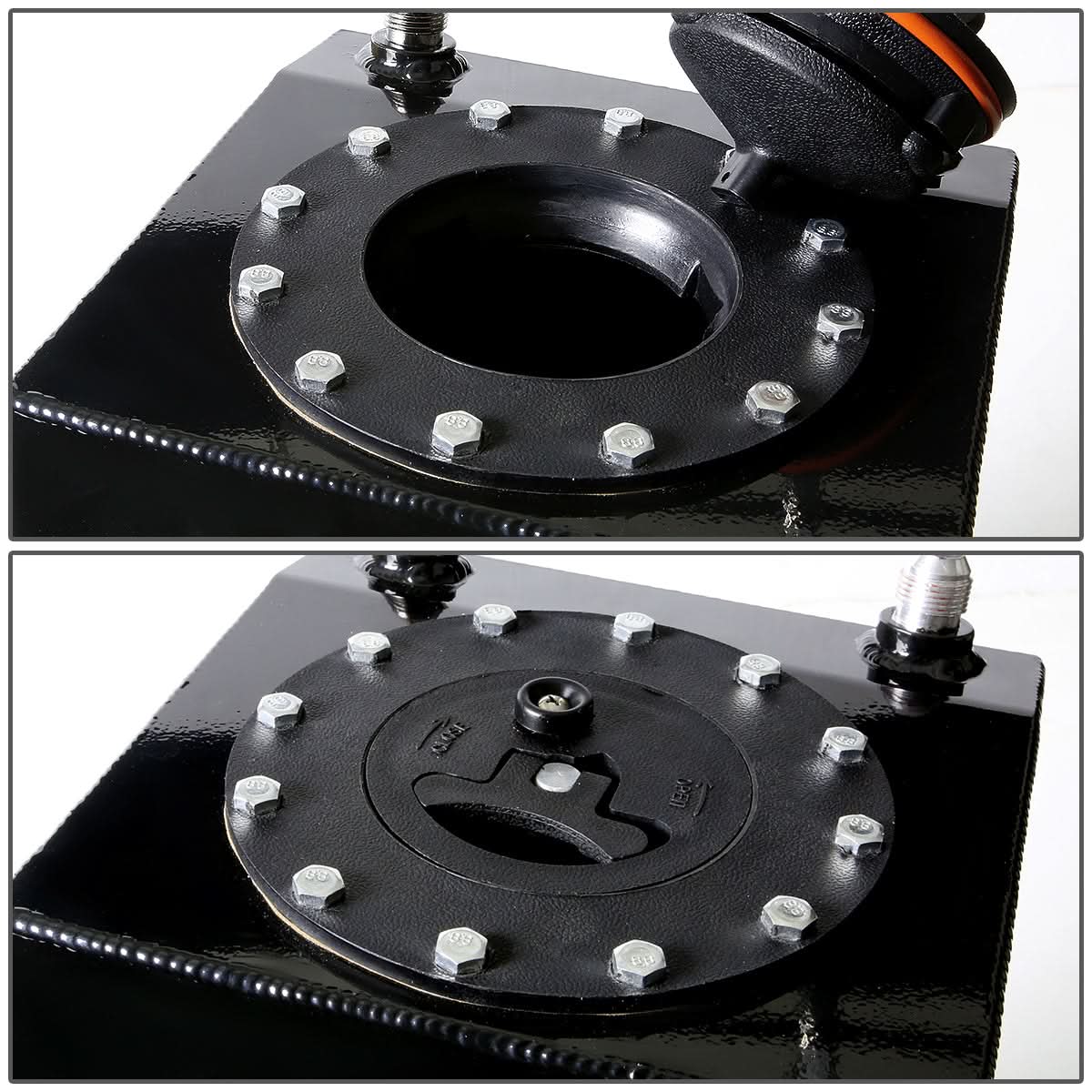 3 Gallon Aluminum Fuel Cell Gas Tank - Black with Bottom Feed