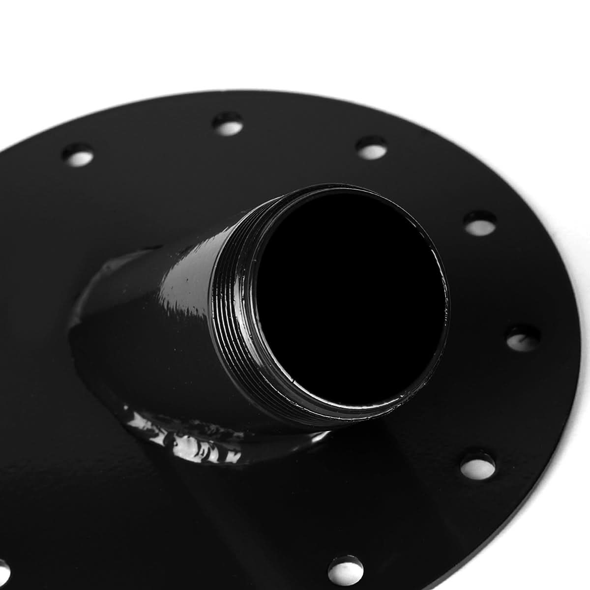 Steel Fuel Cell Filler Neck with Aluminum Cap - 45 Degree Angle Black