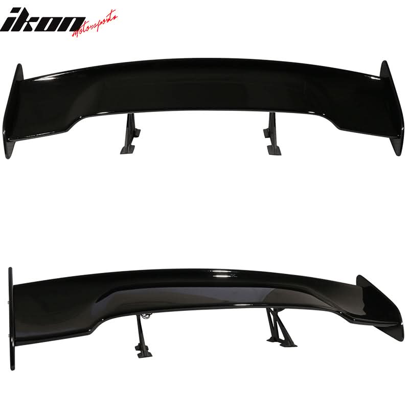 Universal 57In GT Style Gloss Black Trunk Spoiler LED Brake Light ABS