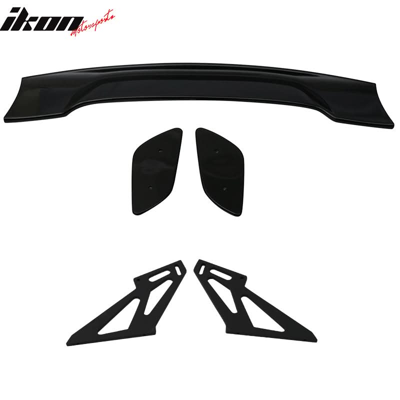 Universal 57In GT Style Gloss Black Trunk Spoiler LED Brake Light ABS