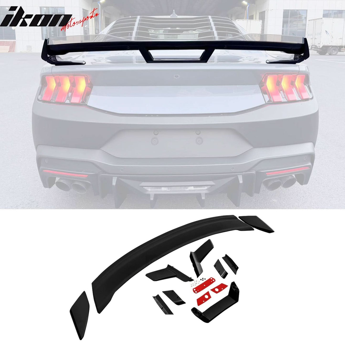 2024-2025 Ford Mustang Dark Horse Gloss Trunk Spoiler W/ Gurney Glap