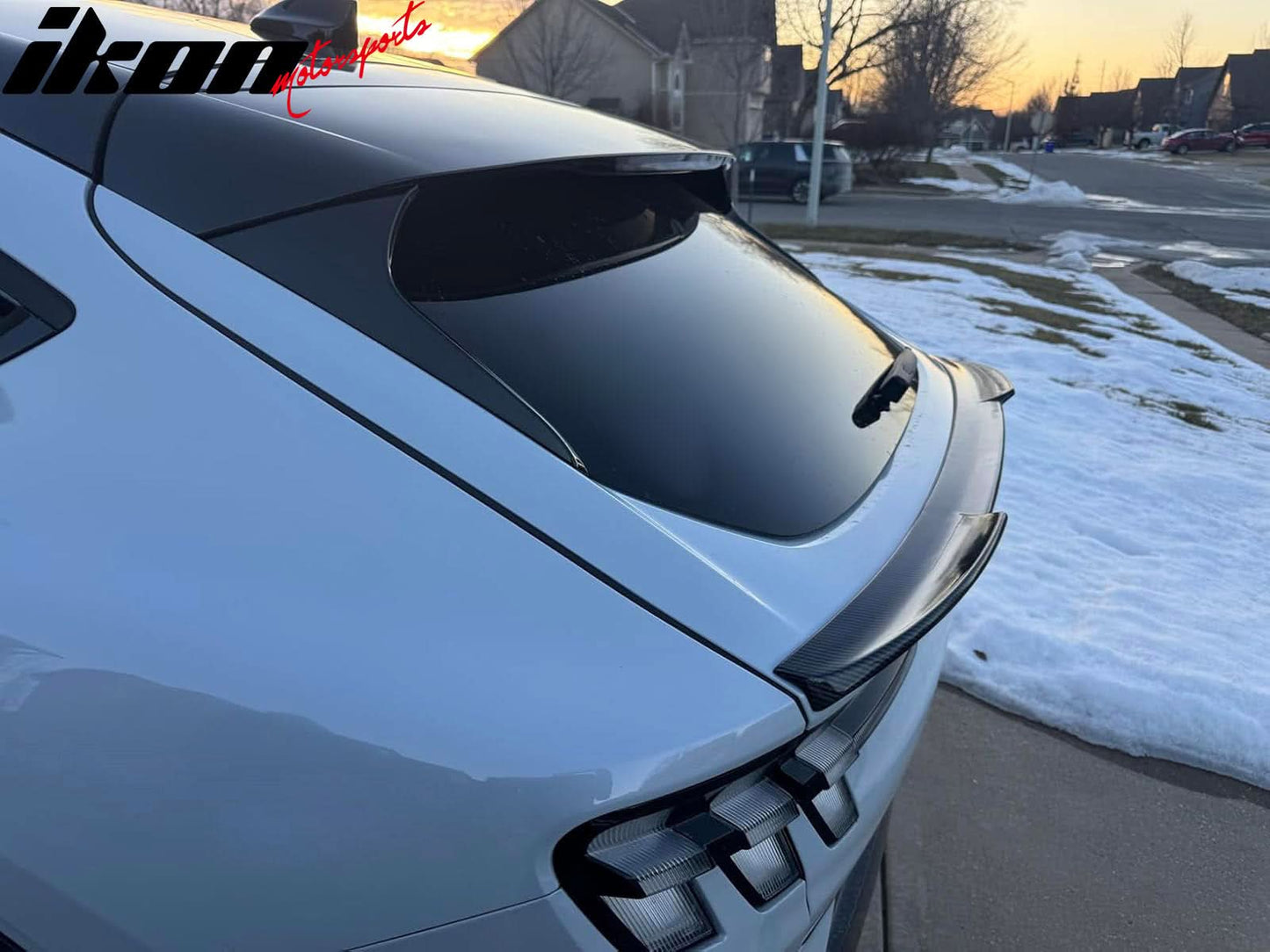 2021-2024 Ford Mustang Mach-E Carbon Fiber Print Rear Spoiler Wing ABS