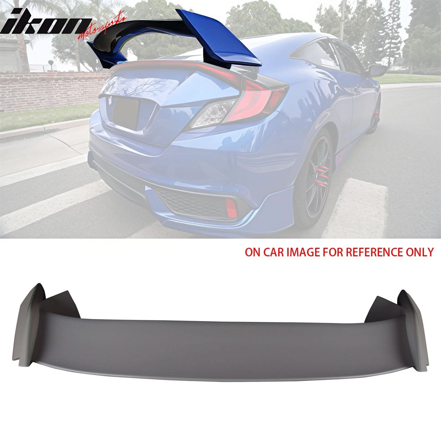 2016-2021 Honda Civic 10th Coupe TR Style Unpainted Gray Trunk Spoiler