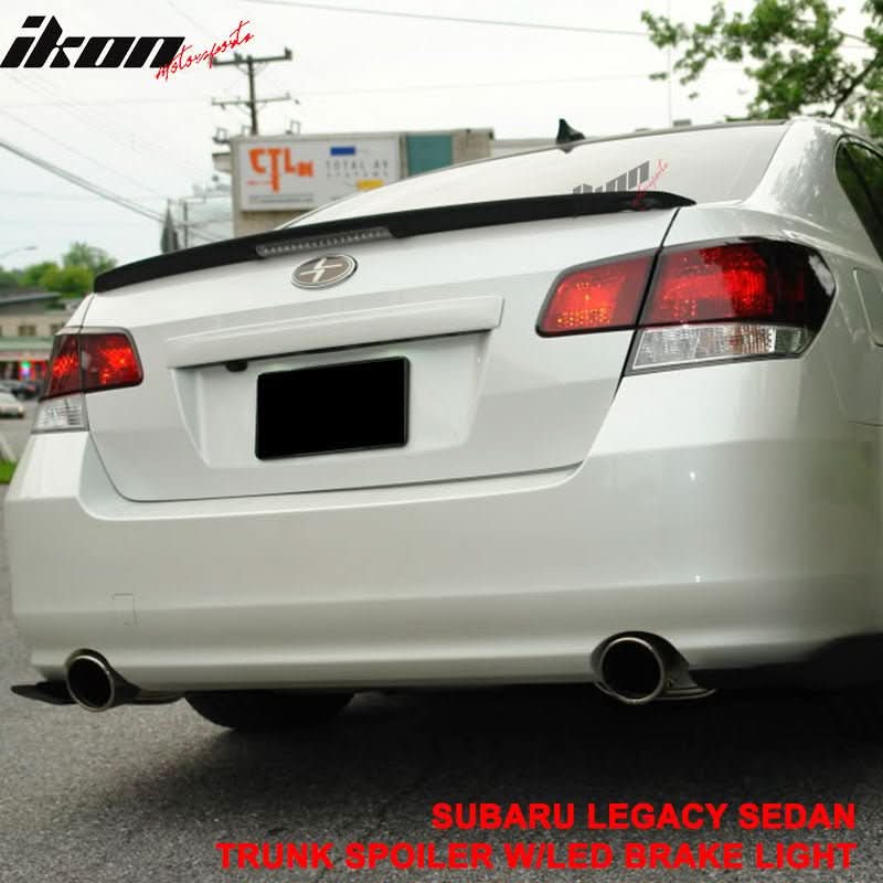 10-14 Subaru Legacy Sedan Black Rear Spoiler Wing LED Brake Light FRP
