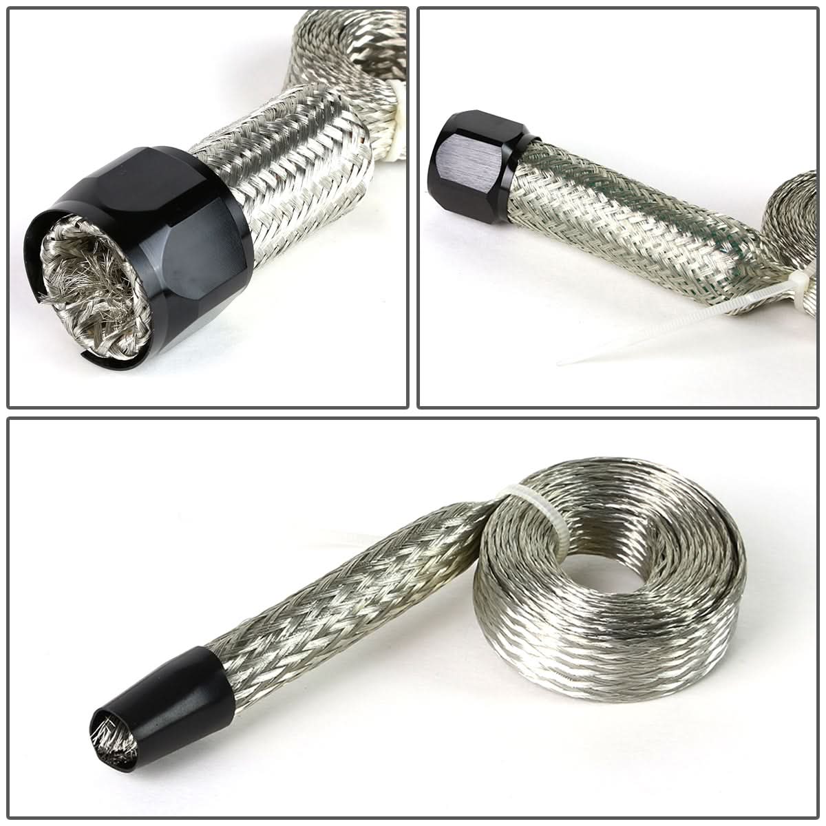 Universal Braided Stainless Steel Hose Set - Black