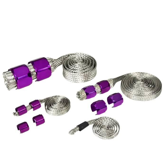 Universal Stainless Steel Braided Hose Set - Purple