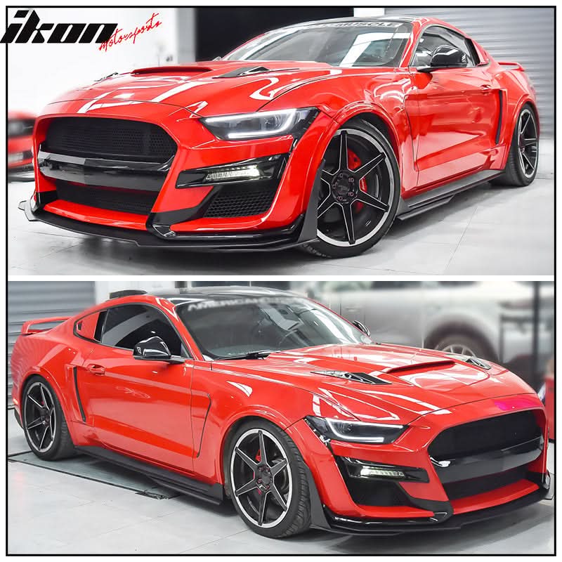 2015-2017 Ford Mustang GT500 Style Unpainted Black Front Bumper Lip PP