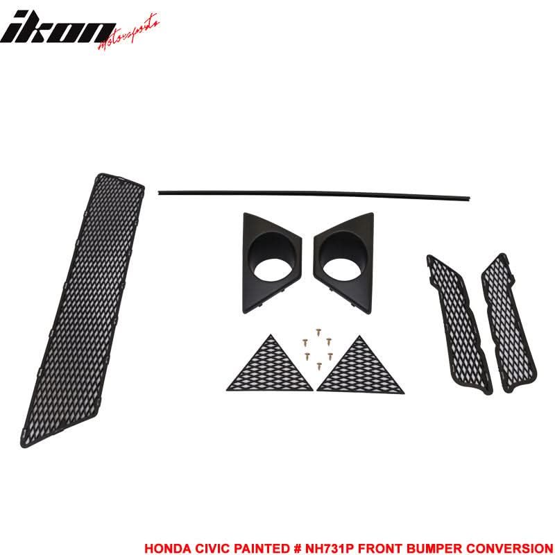 2006-2011 Honda Civic Mug Style Paint Crystal Black Pearl Front Bumper