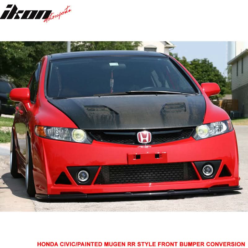 2006-2011 Honda Civic Mugen RR Style Paint Milano Red PP Front Bumper