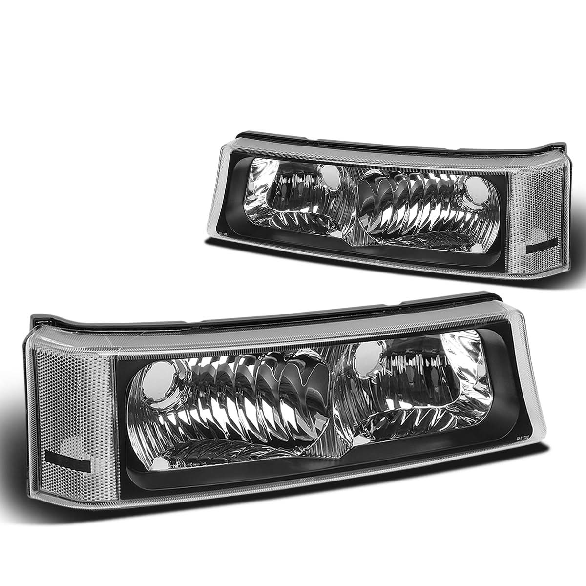 2003-2007 Chevrolet Avalanche Silverado Bumper Lights Black Clear