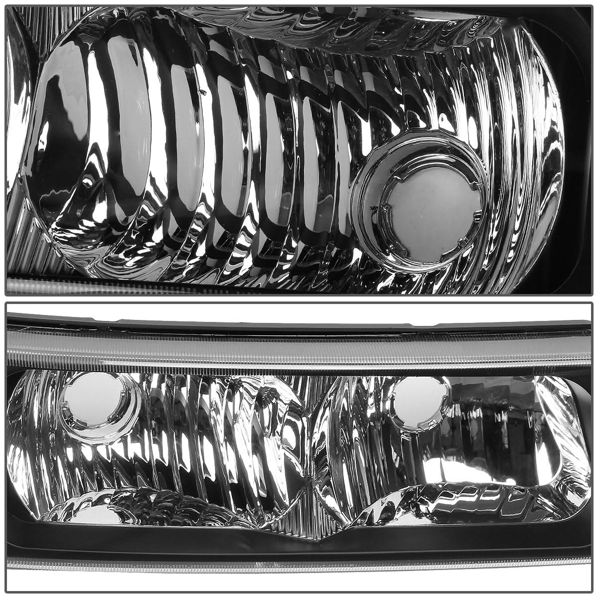 2003-2007 Chevrolet Avalanche Silverado Bumper Lights Black Clear