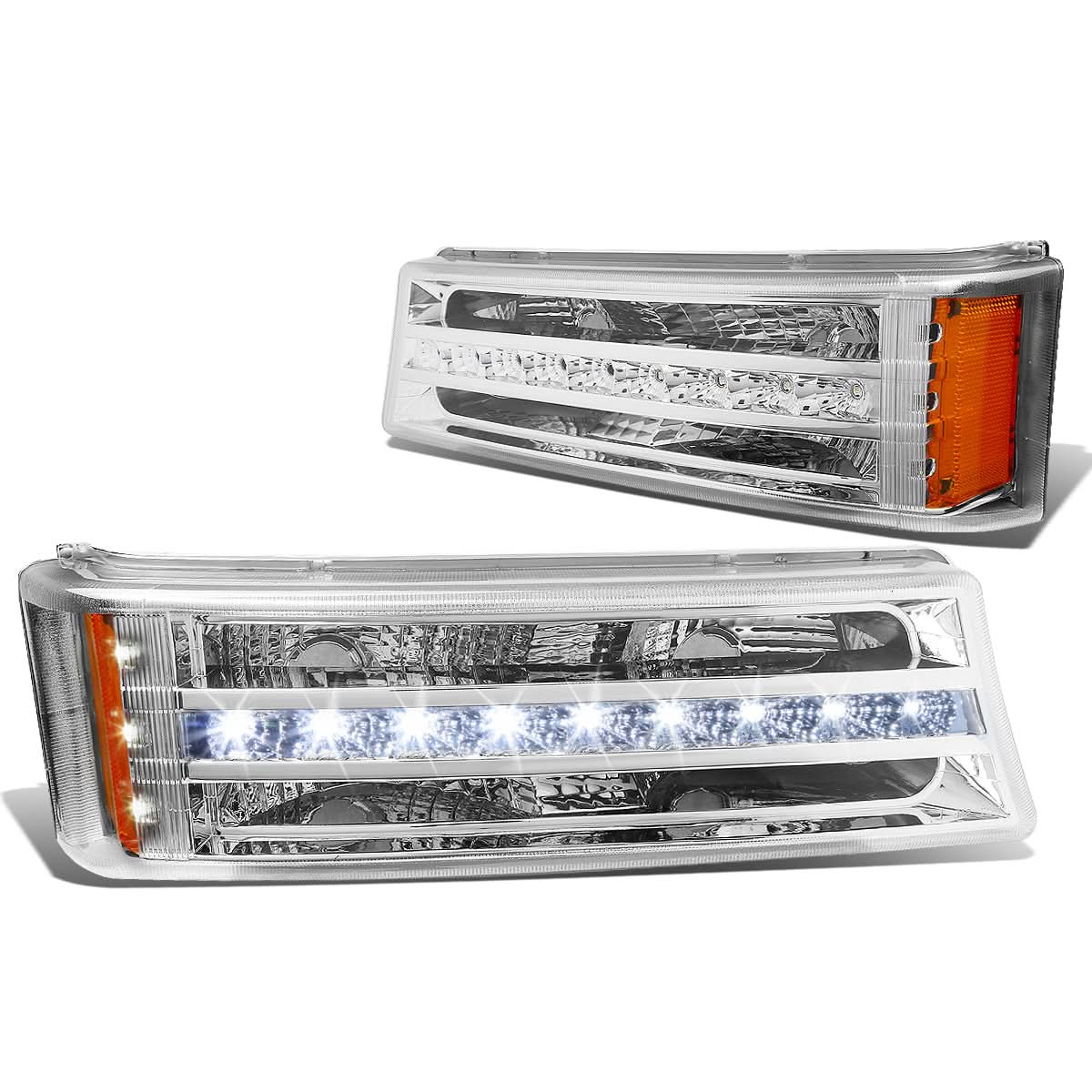 2003-2006 Chevrolet Silverado LED DRL Bumper Lights Chrome Housing