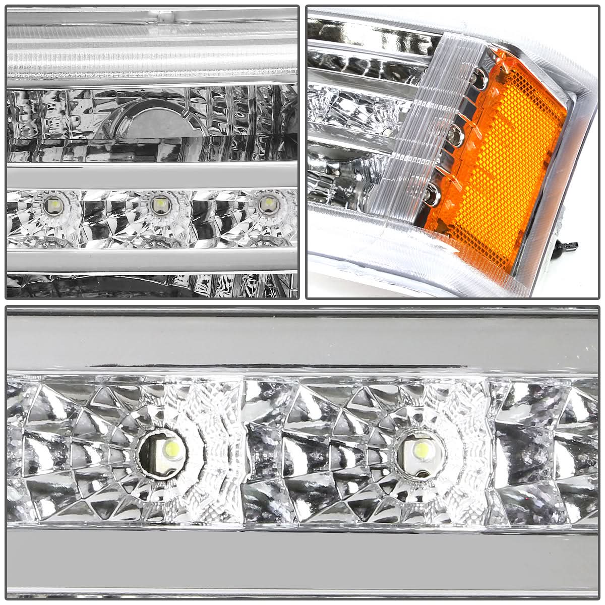 2003-2006 Chevrolet Silverado LED DRL Bumper Lights Chrome Housing