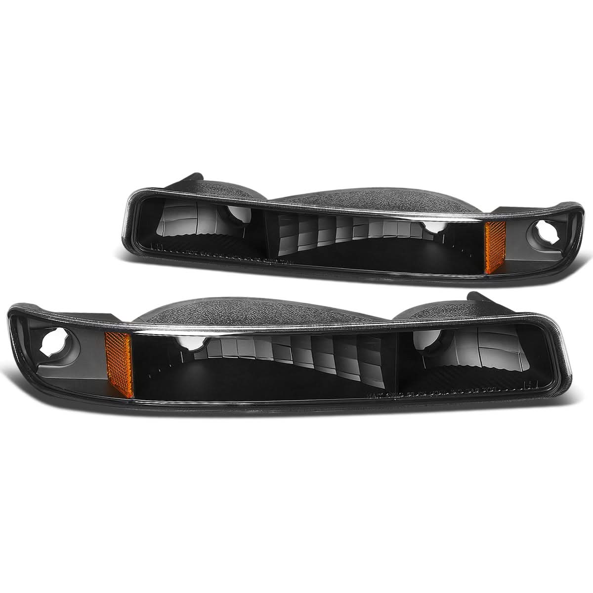 99-07 GMC Sierra Yukon Black Amber Corner Bumper Lights 2PC