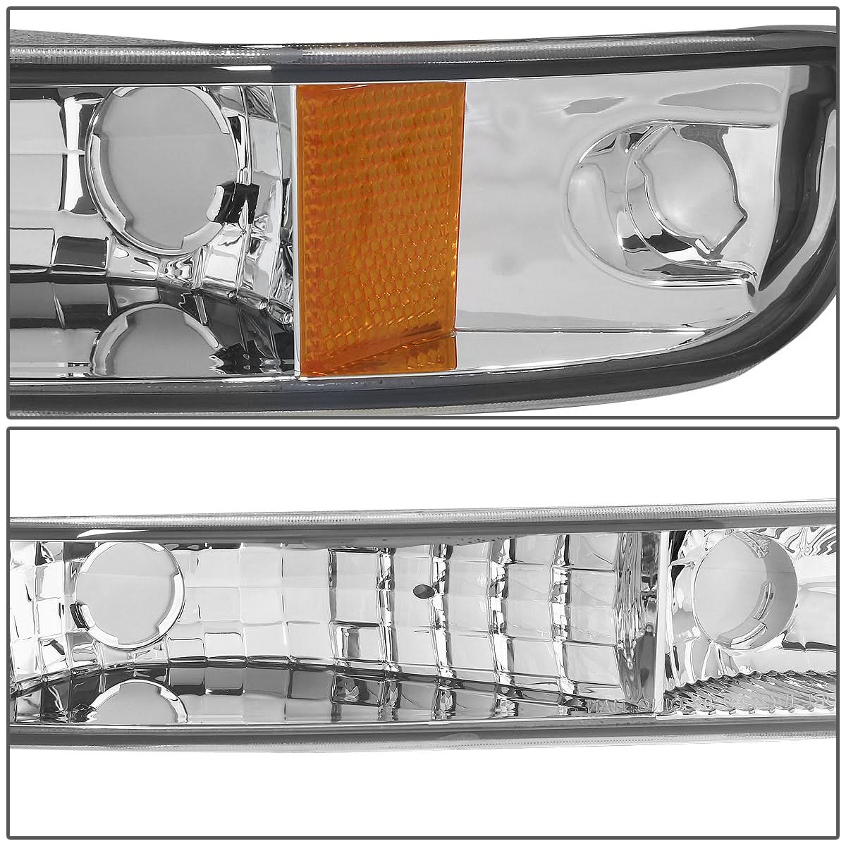 99-06 GMC Sierra / Yukon Chrome Amber Corner Bumper Lights 2PC